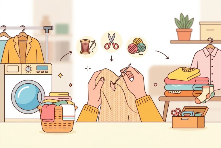 옷 구멍 꿰매는 방법을(를) 설명하는 그림