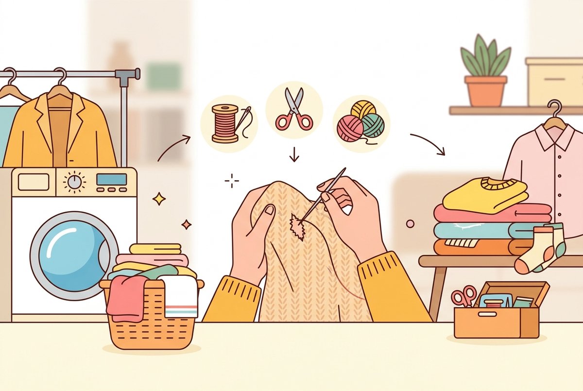 옷 구멍 꿰매는 방법을(를) 설명하는 그림